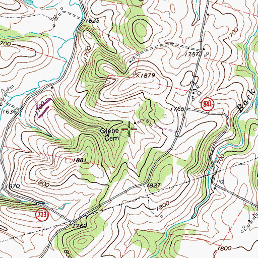 Topographic Map of Glebe Cemetery, VA