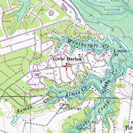 Topographic Map of Glebe Harbor, VA