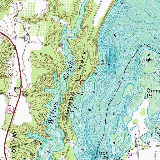 Topographic Map of Glebe Neck, VA