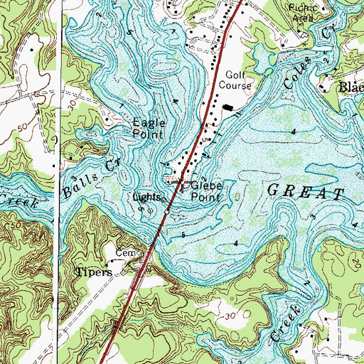 Topographic Map of Glebe Point, VA