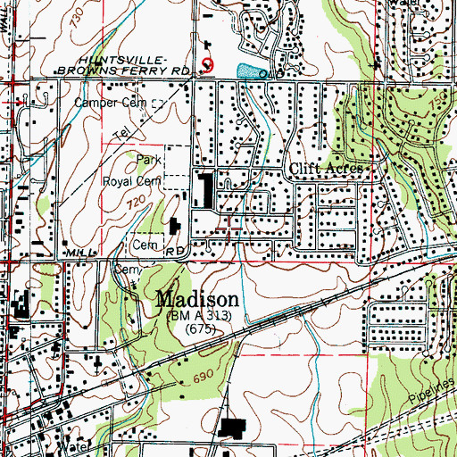 Topographic Map of Brentwood, AL