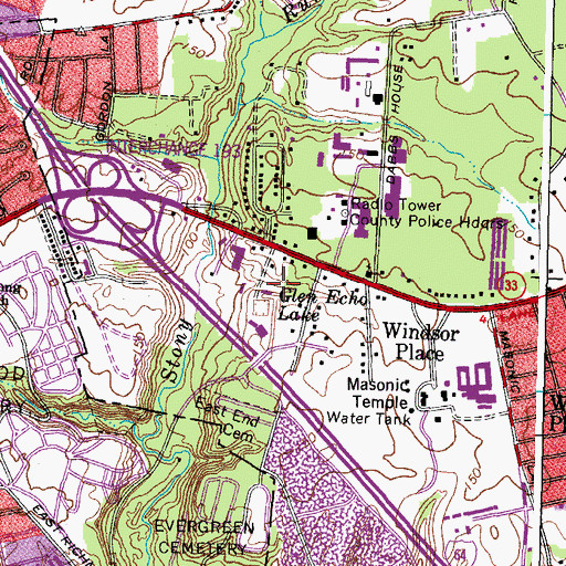 Topographic Map of Glen Echo Lake, VA
