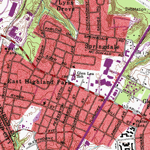 Topographic Map of Glen Lea Elementary School, VA