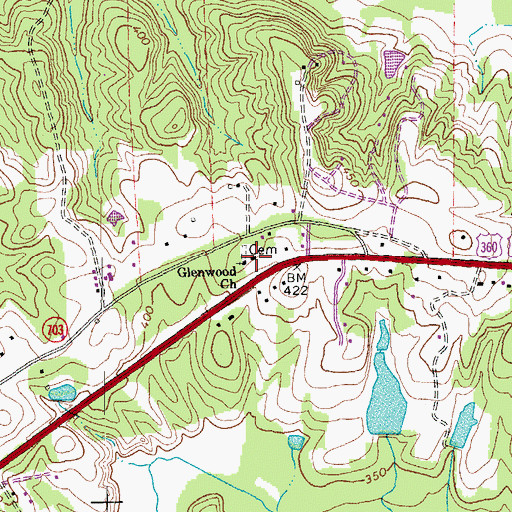 Topographic Map of Glenwood Church, VA