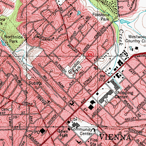 Topographic Map of Glyndon Park, VA