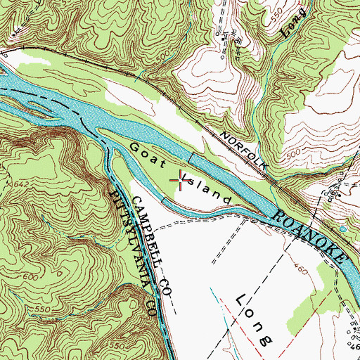 Topographic Map of Goat Island, VA