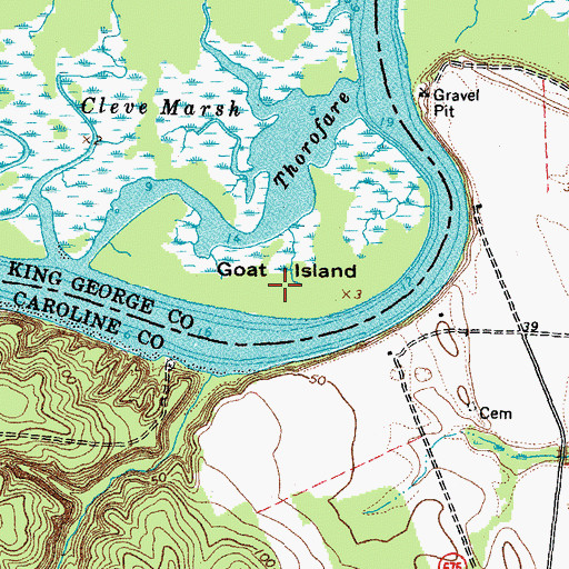 Topographic Map of Goat Island, VA
