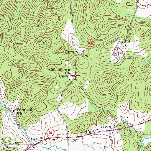 Topographic Map of Goblintown Church, VA