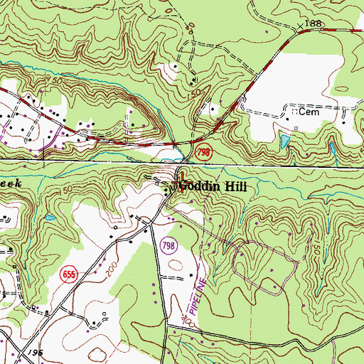 Topographic Map of Goddin Hill, VA