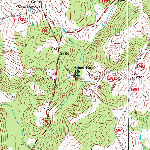 Topographic Map of Good Hope Church, VA