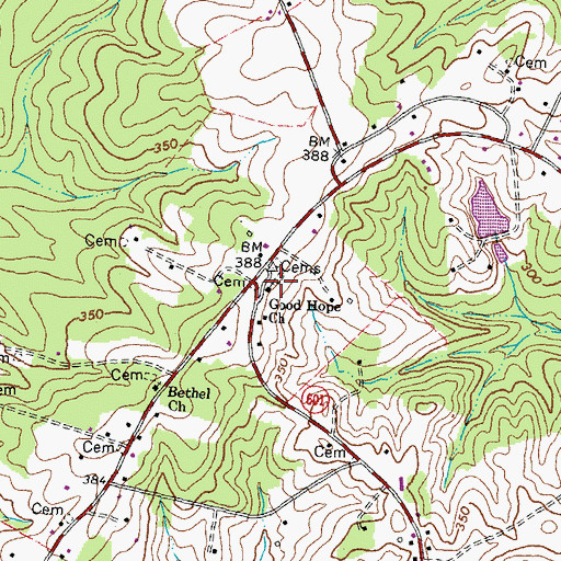 Topographic Map of Good Hope Baptist Church, VA