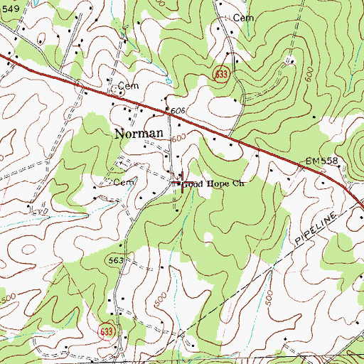 Topographic Map of Good Hope Baptist Church, VA