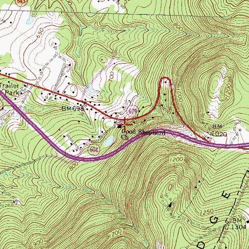 Topographic Map of Good Shepherd Church, VA