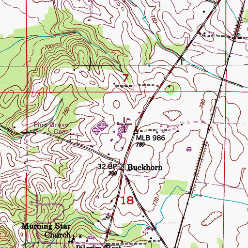 Topographic Map of Buckhorn High School, AL