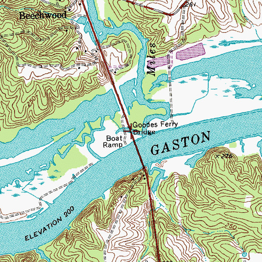 Topographic Map of Goodes Ferry Bridge, VA