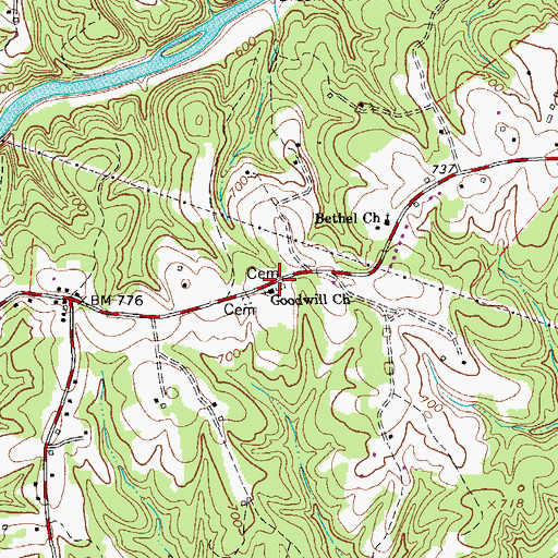 Topographic Map of Goodwill Church, VA