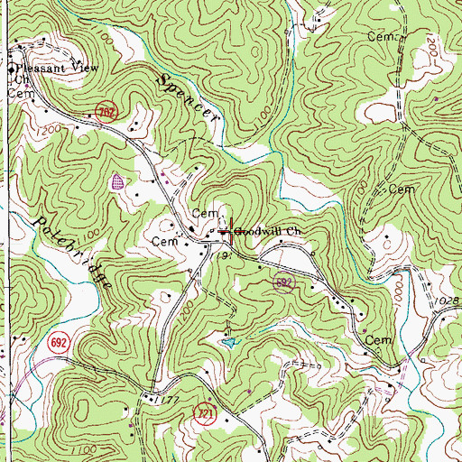 Topographic Map of Goodwill Church, VA