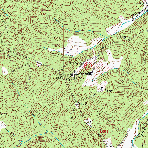 Topographic Map of Goodwill Church, VA