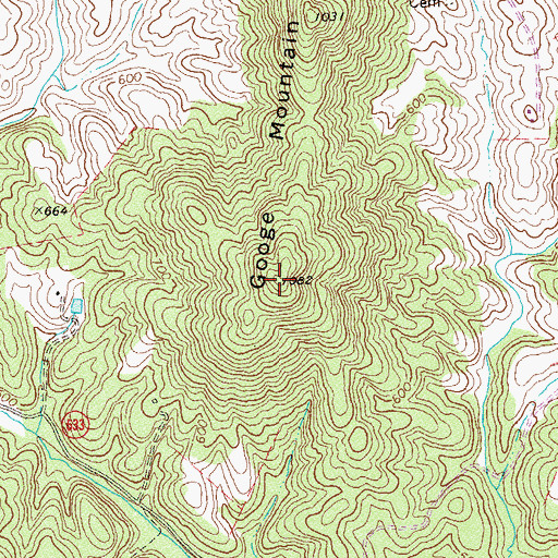 Topographic Map of Googe Mountain, VA
