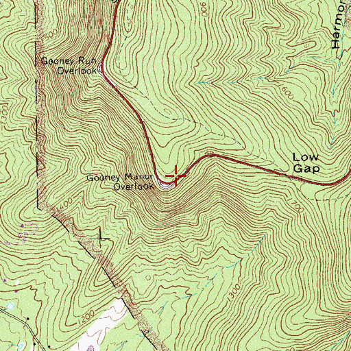 Topographic Map of Gooney Manor Overlook, VA