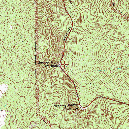 Topographic Map of Gooney Run Overlook, VA