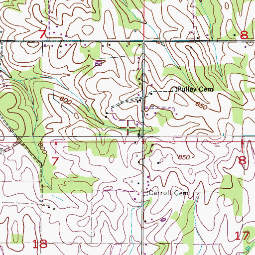 Topographic Map of Bulah Church (historical), AL