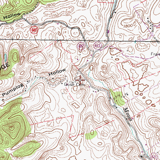 Topographic Map of Gose Cemetery, VA