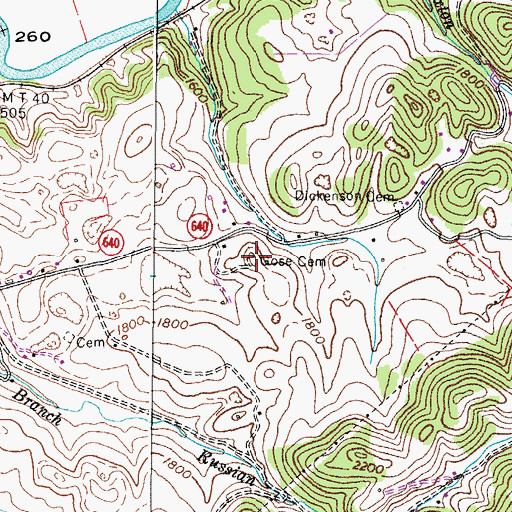 Topographic Map of Gose Cemetery, VA