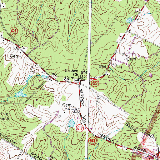 Topographic Map of Goshen Church, VA