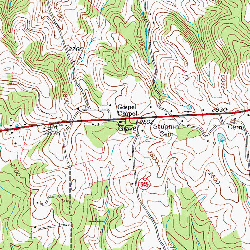Topographic Map of Gospel Chapel, VA