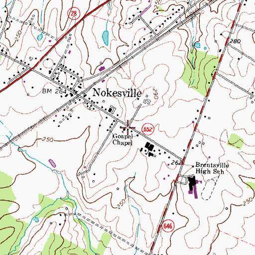 Topographic Map of Gospel Chapel, VA