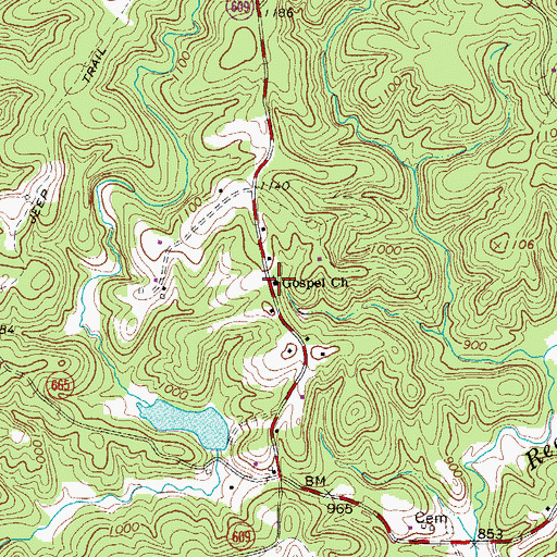Topographic Map of Gospel Church, VA