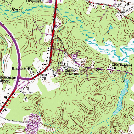 Topographic Map of Gospel Tabernacle, VA