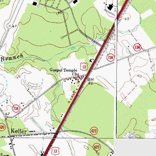 Topographic Map of Gospel Temple Church, VA