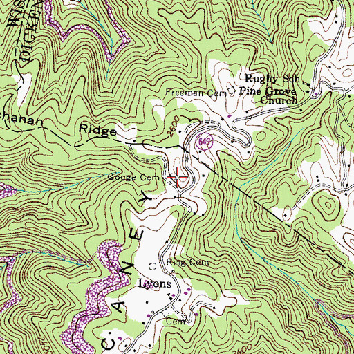Topographic Map of Gouge Cemetery, VA