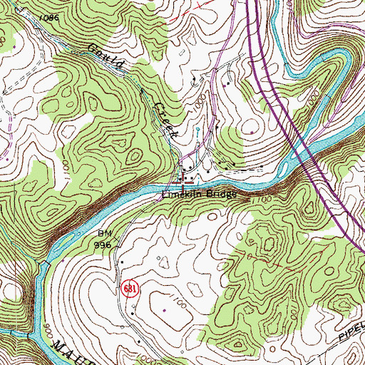 Topographic Map of Gould Creek, VA