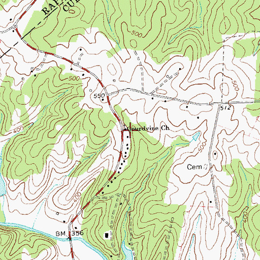 Topographic Map of Gourdvine Church, VA