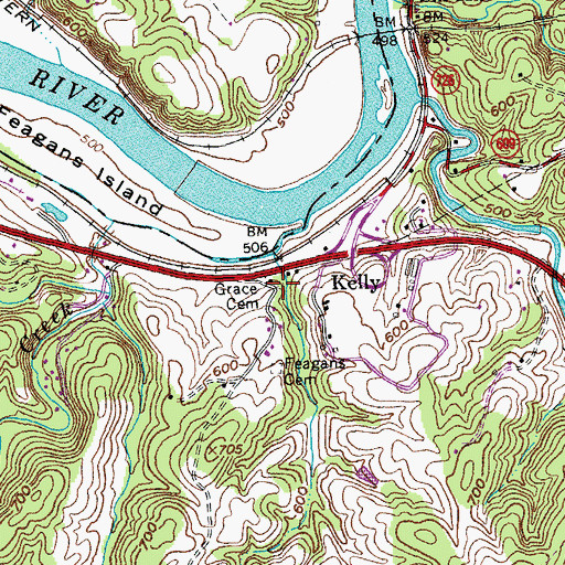 Topographic Map of Grace Cemetery, VA