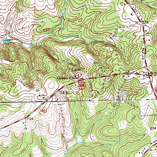 Topographic Map of Grace Church, VA