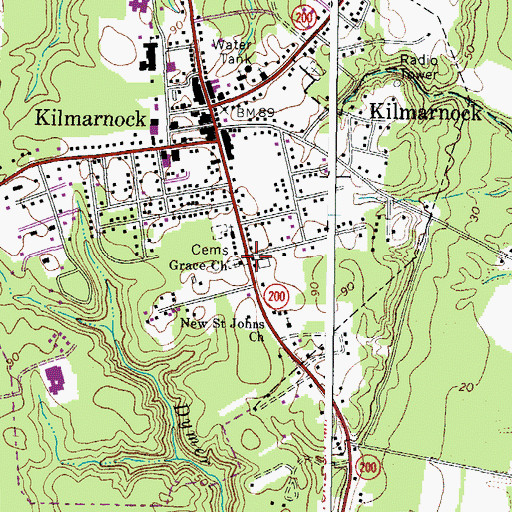 Topographic Map of Grace Church, VA