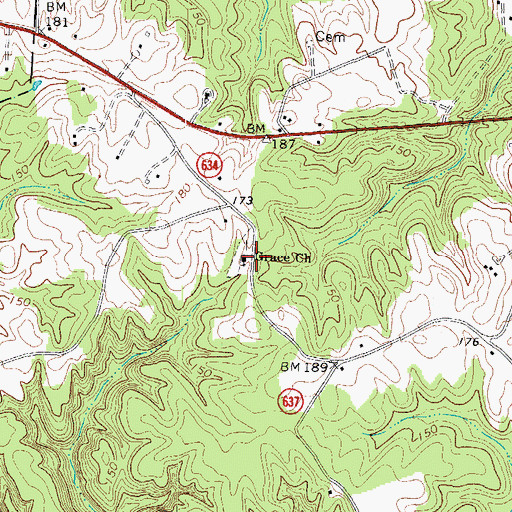 Topographic Map of Grace Church, VA