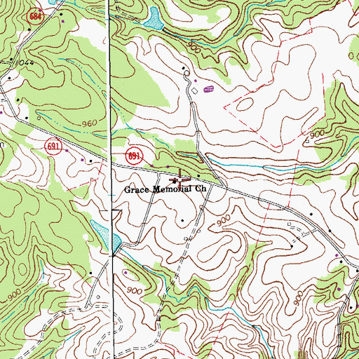 Topographic Map of Grace Memorial Church, VA