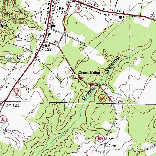 Topographic Map of Grace Union Church, VA