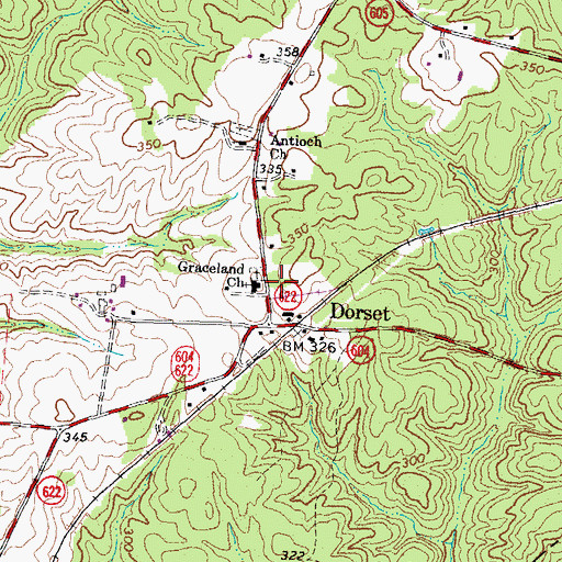 Topographic Map of Graceland Church, VA
