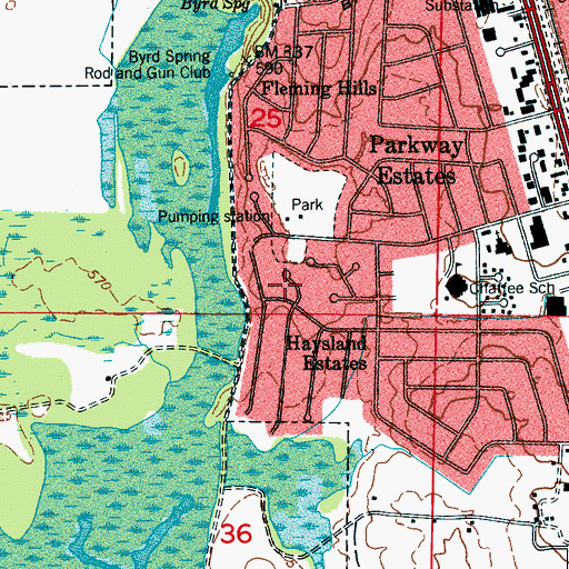 Topographic Map of Byrd Springs, AL