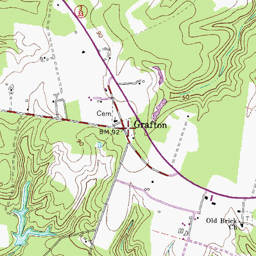 Topographic Map of Grafton, VA