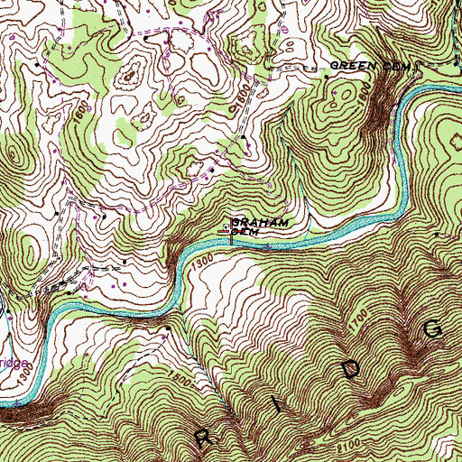 Topographic Map of Graham Cemetery, VA