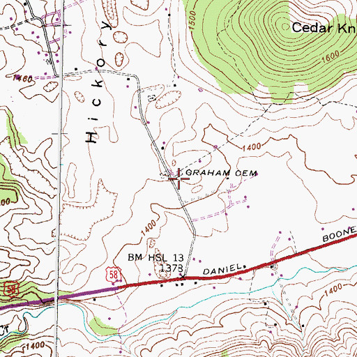 Topographic Map of Graham Cemetery, VA