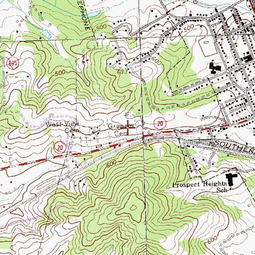 Topographic Map of Graham Cemetery, VA