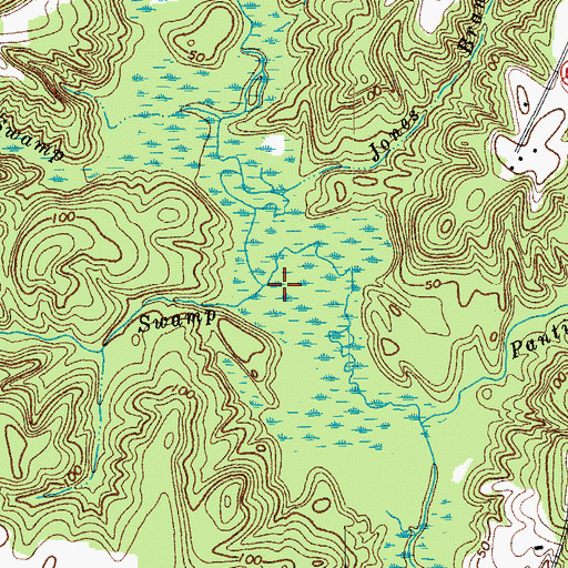 Topographic Map of Grandmammy Swamp, VA